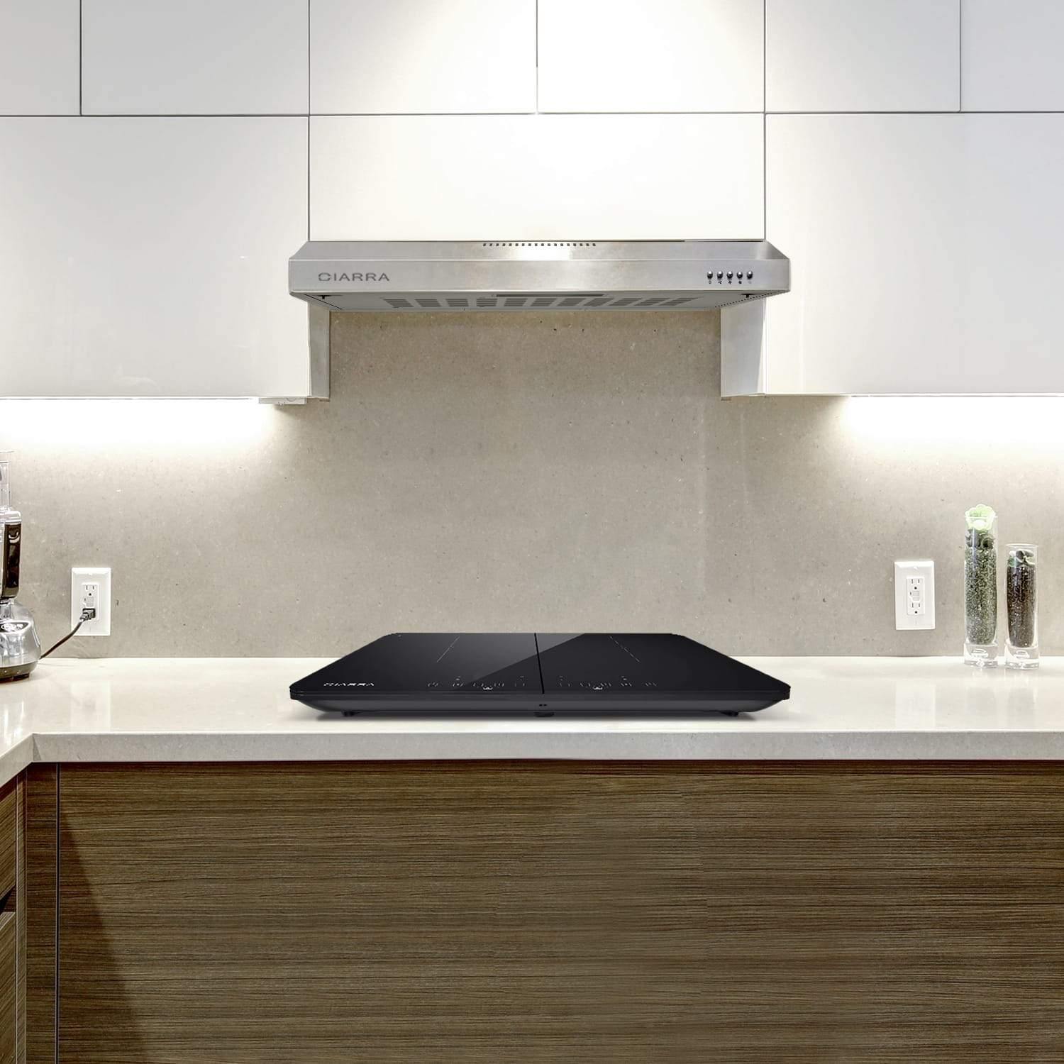 CIARRA Table de Cuisson Portable 2 Foyers 3500W CBTIH2-OW