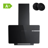 Ciarra Hotte Aspirante Decorative Hotte Noire Hotte Murale Inclinée 60cm avec Commandes Tactiles et Éclairage LED CBCB6765B-OW
