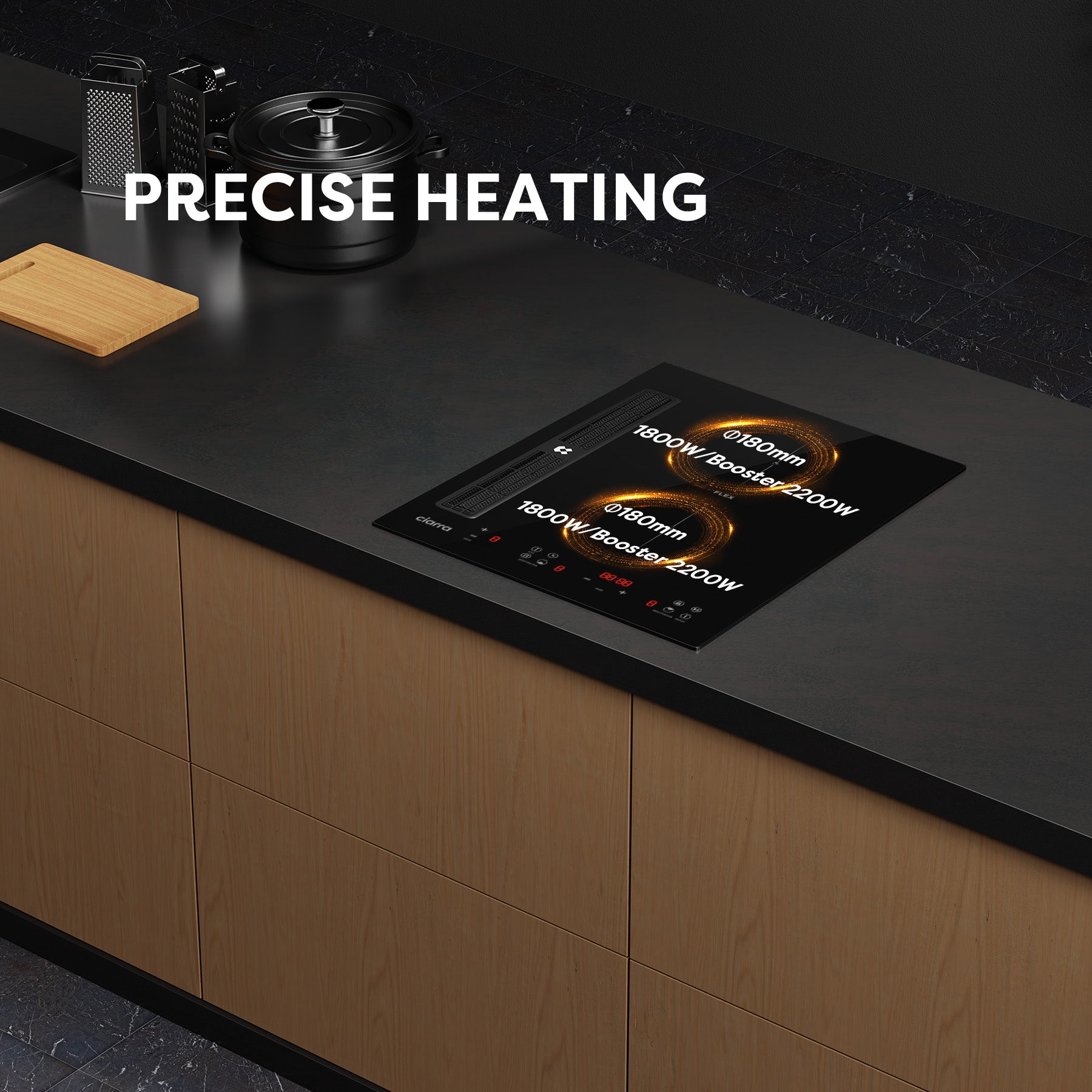 Ciarra ONE 59cm Electric Induction Hob with Integrated Plasma System CBBEH594BBF Extractor Hob