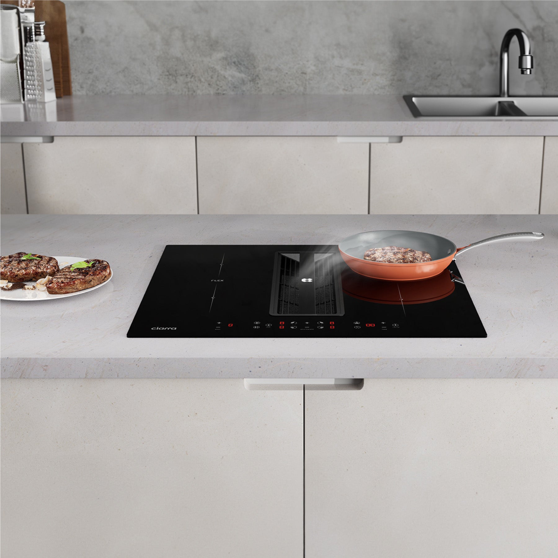 Ciarra ONE 59cm Electric Induction Hob with Integrated Plasma System CBBEH594BBF Extractor Hob