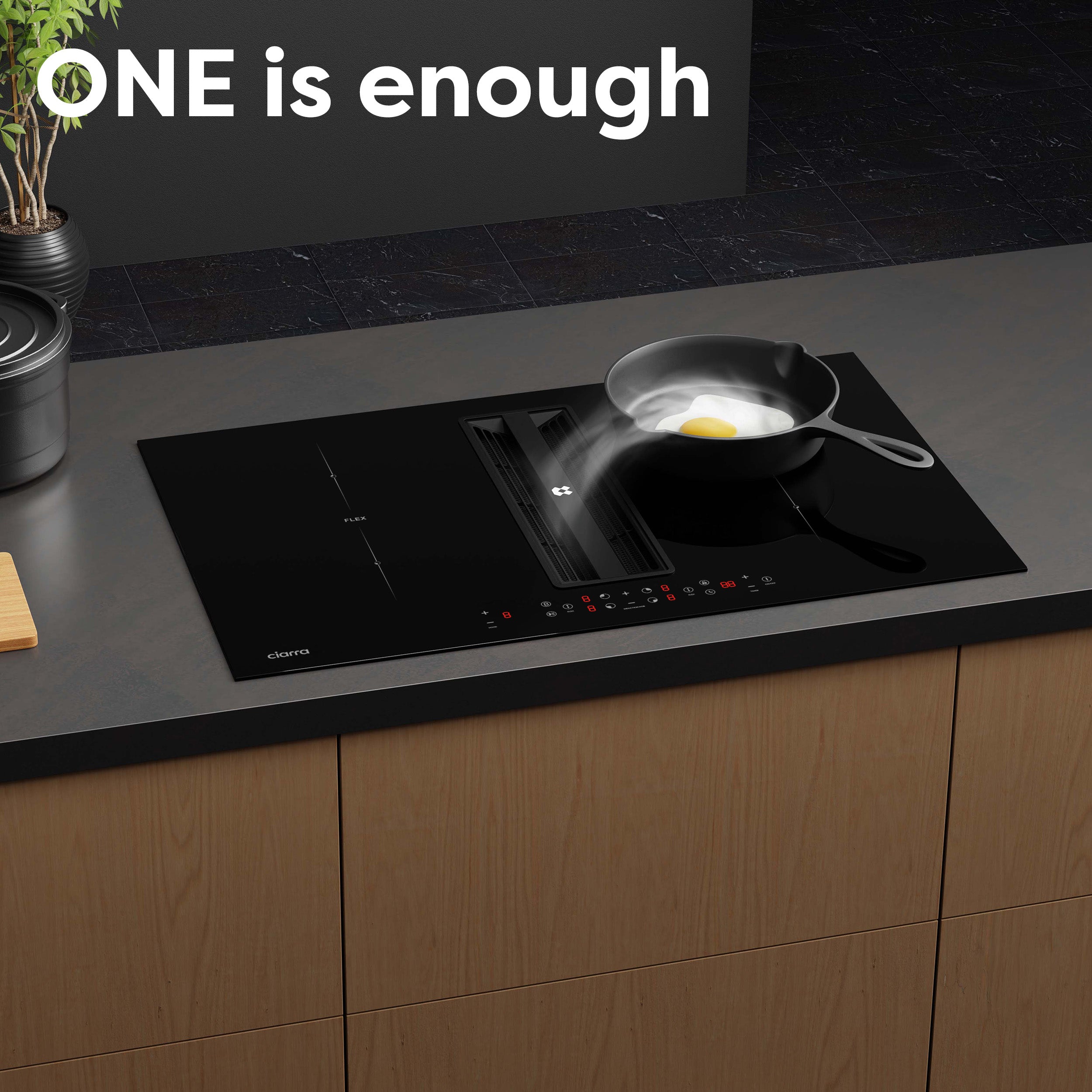 Ciarra ONE 83cm Electric Induction Hob with Integrated Plasma System CBBEH834BBFF Extractor Hob