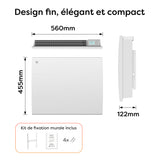 Ciarra Radiateur à inertie céramique 1000W |Chauffage électrique mural silencieux avec panneau digital CBHT10E