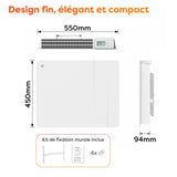 Ciarra Radiateur à inertie sèche radiateur electrique connecté economique céramique WiFi 1000W | Double cœur de chauffe céramique + film aluminium CBHTD10A-W