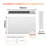 Ciarra Radiateur à inertie céramique 1500W |Chauffage électrique mural silencieux avec panneau digital CBHT15E