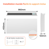 Ciarra Radiateur à inertie céramique 2000W |Chauffage électrique mural silencieux avec panneau digital CBHT20E