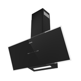 Ciarra Hotte 90cm aspirante inclinée en verre noir, 550 m³/h, contrôle gestuel, bande LED, classe énergétique A+, murale CRGB9765D
