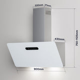 Ciarra Dynamic Hotte Aspirante 90cm Hotte Blanche WiFi APP Connectée 3 Vitesses Blanc CBCW9736K