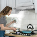 CIARRA Hotte Intégrée 60cm avec LED Eclairage Inox CBCS6903-OW