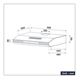 CIARRA Hotte Aspirante Sous Meuble 60cm Slim | Commande Tactile, Éclairage LED, Filtre à Charbon CBCB6921-OW