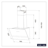 CIARRA Hotte Inclinée 650m³/h Classe A+++ Eclairage LED Noir CBCB6736H-OW