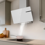 Ciarra Campana Extractora Decorativa 60cm Campana Extractora Inclinada Vidrio Blanco CBCS6765B-OW