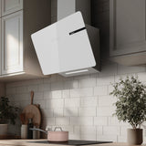 Ciarra Campana Extractora Decorativa 60cm Campana Extractora Inclinada Vidrio Blanco CBCS6765B-OW