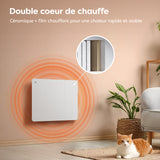 Ciarra Radiateur à inertie sèche radiateur electrique connecté economique céramique WiFi 1500W | Double cœur de chauffe céramique + film aluminium CBHTD15A-W