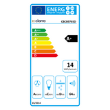 Ciarra Hotte 90cm aspirante inclinée en verre noir, 550 m³/h, contrôle gestuel, bande LED, classe énergétique A+, murale CRGB9765D