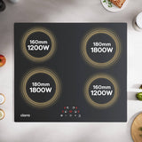 Ciarra Plaque à Induction 6000W avec 4 Zones et 9 Niveaux de Puissance CABBIH4-A