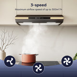 CIARRA Hotte Aspirante Sous Meuble 60cm Slim | Commande Tactile, Éclairage LED, Filtre à Charbon CBCB6921-OW