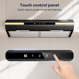 CIARRA Hotte Aspirante Sous Meuble 60cm Slim | Commande Tactile, Éclairage LED, Filtre à Charbon CBCB6921-OW