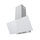 Ciarra Hotte Inclinée 90cm – A+++, Double Mode Recyclage/Évacuation, Verre Blanc & Inox, Connectée | CBCW9763A