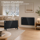 Ciarra Radiateur Convecteur Électrique WiFi 2000W – Chauffe Rapide, Sur Pieds/Mural, Noir | CBHX20-B