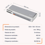 Ciarra Radiateur d appoint Chauffage Ceramique & Ventilateur 2-en-1 | Ultra Fin, 3 Vitesses de Ventilation, Arrêt Automatique, Coque Anti-brûlure