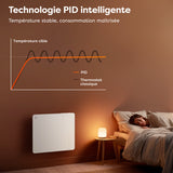 Ciarra Radiateur à inertie sèche radiateur electrique connecté economique céramique WiFi 1500W | Double cœur de chauffe céramique + film aluminium CBHTD15A-W