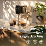 Ciarra Machine à café à Grain Cafetière Broyeur Machine à Café Percolateur avec Broyeur et Mousseur Automatique - Machine Expresso Manuelle Tout-en-Un pour Espresso, Latte et Cappuccino | CBSACM-D6