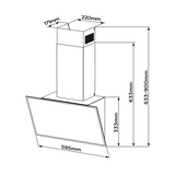 Ciarra Hotte  60cm aspirante inclinée en verre noir, 550 m³/h, contrôle gestuel, bande LED, classe énergétique A+, murale CRGB6765D