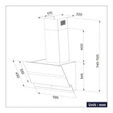 Ciarra Hotte Inclinée 60cm A+++ Contrôle Tactile 4 Vitesses Noir CBCB6736N-OW