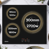 CIARRA Plaque Vitrocéramique Intégrée 3 Zones 5700W avec 9 Niveaux de Puissance CRGBCH357T