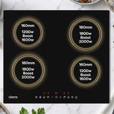 Ciarra Plaque à Induction 7200W avec 4 Zones et 9 Niveaux de Puissance CRGBIH472T