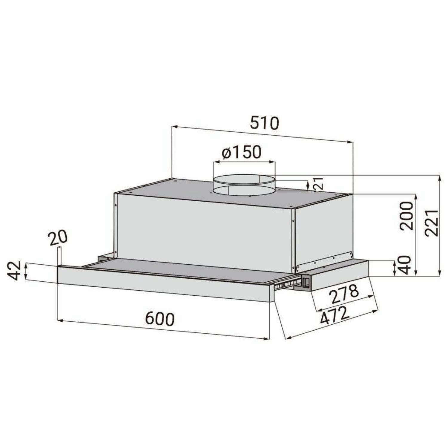 CIARRA CBCS6906D Hotte Tiroir Téléscopique - Classe A++ - 60cm 370m³/h CIARRA CBCS6906D Hotte Tiroir Téléscopique - Classe A++ - 60cm 370m³/h
